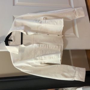 Cropped white oversized jean jacket